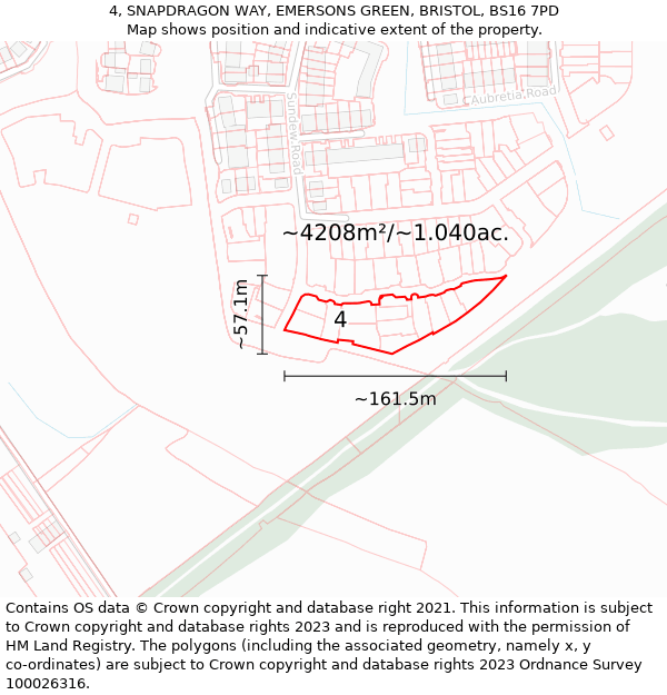 4, SNAPDRAGON WAY, EMERSONS GREEN, BRISTOL, BS16 7PD: Plot and title map