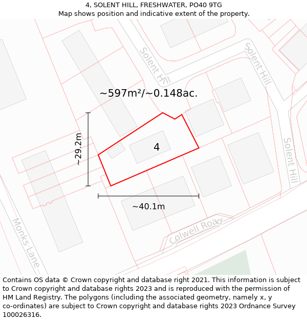 4, SOLENT HILL, FRESHWATER, PO40 9TG: Plot and title map