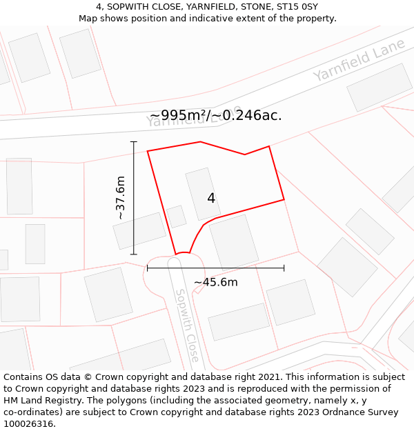 4, SOPWITH CLOSE, YARNFIELD, STONE, ST15 0SY: Plot and title map