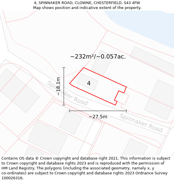 4, SPINNAKER ROAD, CLOWNE, CHESTERFIELD, S43 4FW: Plot and title map