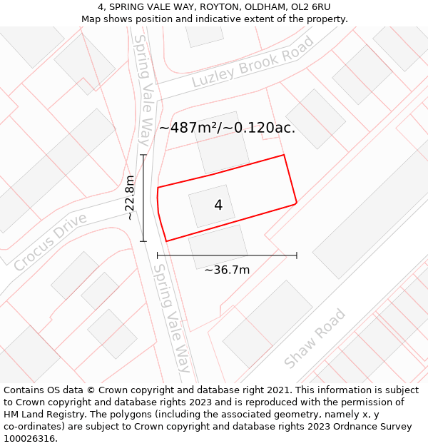 4, SPRING VALE WAY, ROYTON, OLDHAM, OL2 6RU: Plot and title map