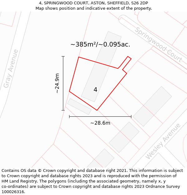 4, SPRINGWOOD COURT, ASTON, SHEFFIELD, S26 2DP: Plot and title map