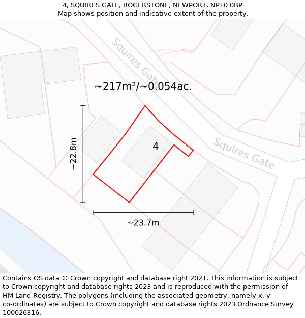 4, SQUIRES GATE, ROGERSTONE, NEWPORT, NP10 0BP: Plot and title map