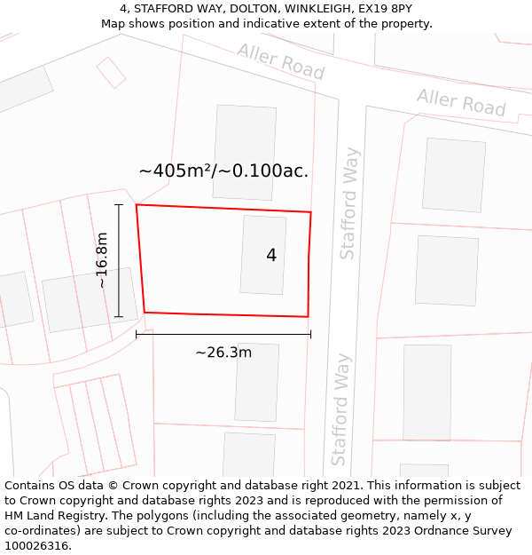 4, STAFFORD WAY, DOLTON, WINKLEIGH, EX19 8PY: Plot and title map