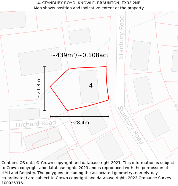 4, STANBURY ROAD, KNOWLE, BRAUNTON, EX33 2NR: Plot and title map