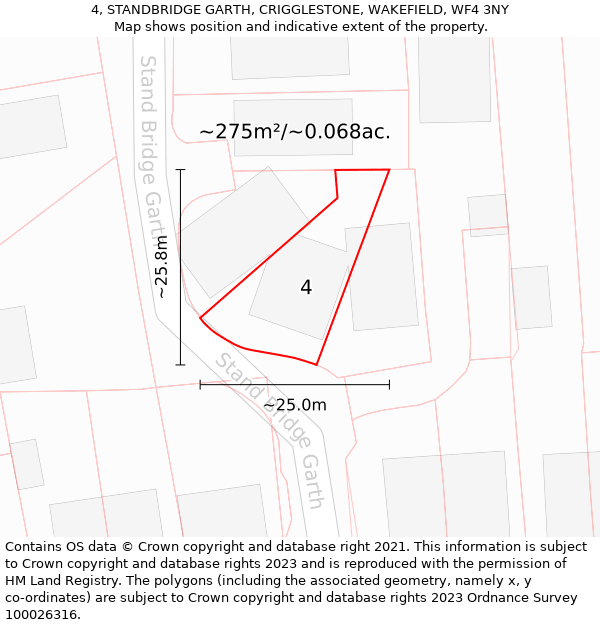 4, STANDBRIDGE GARTH, CRIGGLESTONE, WAKEFIELD, WF4 3NY: Plot and title map