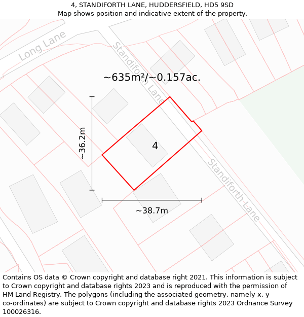 4, STANDIFORTH LANE, HUDDERSFIELD, HD5 9SD: Plot and title map