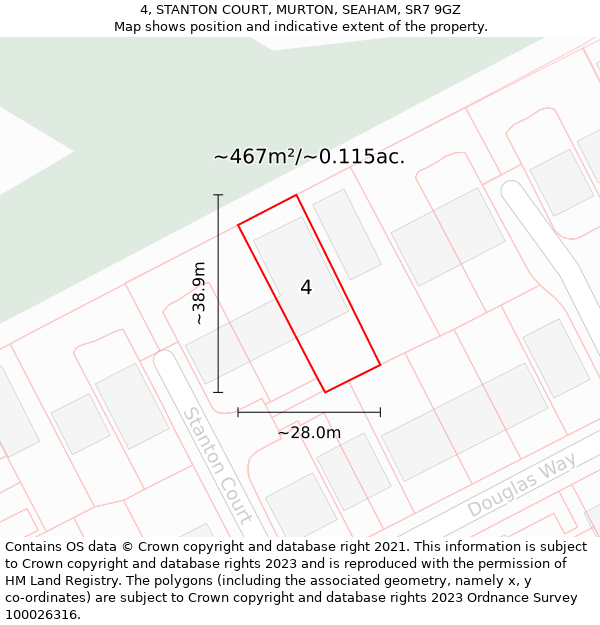 4, STANTON COURT, MURTON, SEAHAM, SR7 9GZ: Plot and title map