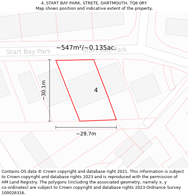 4, START BAY PARK, STRETE, DARTMOUTH, TQ6 0RY: Plot and title map