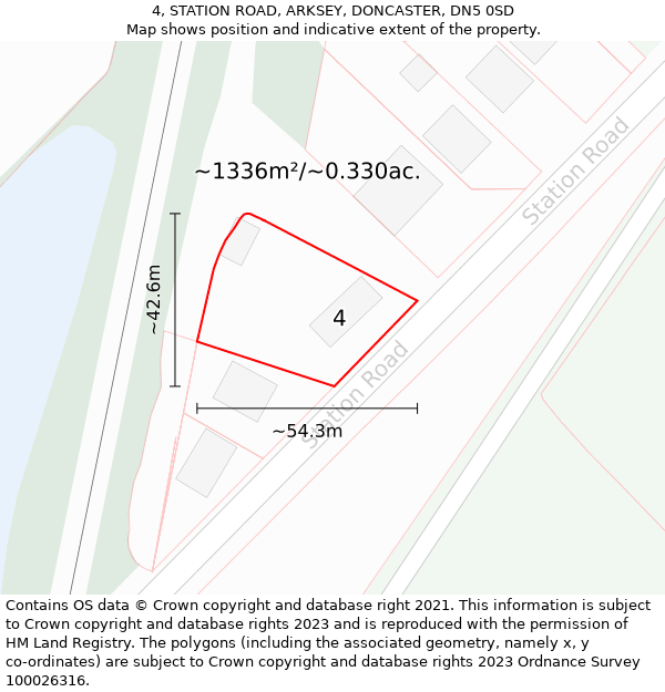 4, STATION ROAD, ARKSEY, DONCASTER, DN5 0SD: Plot and title map