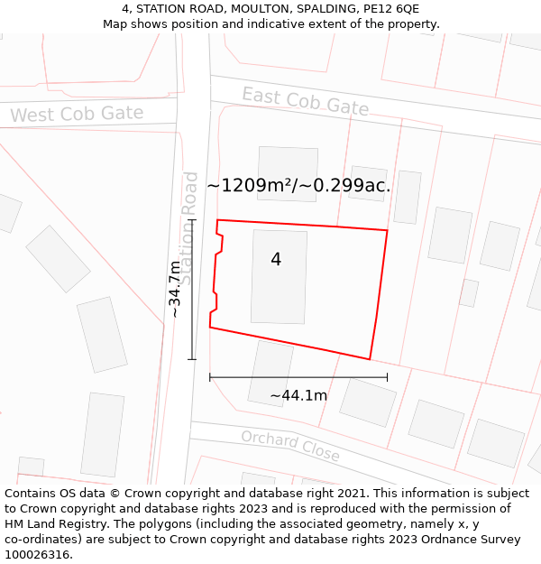 4, STATION ROAD, MOULTON, SPALDING, PE12 6QE: Plot and title map