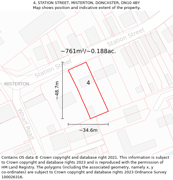 4, STATION STREET, MISTERTON, DONCASTER, DN10 4BY: Plot and title map