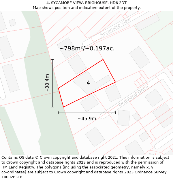 4, SYCAMORE VIEW, BRIGHOUSE, HD6 2DT: Plot and title map