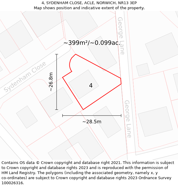 4, SYDENHAM CLOSE, ACLE, NORWICH, NR13 3EP: Plot and title map