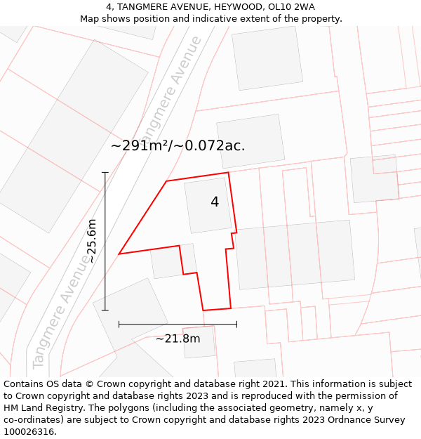 4, TANGMERE AVENUE, HEYWOOD, OL10 2WA: Plot and title map