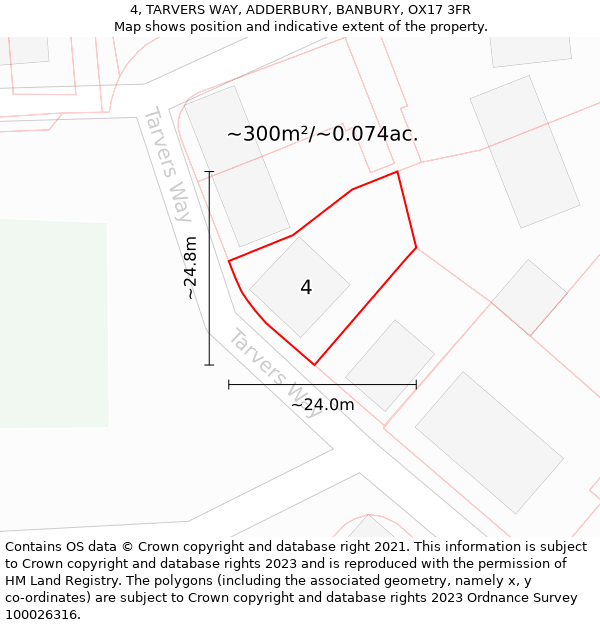 4, TARVERS WAY, ADDERBURY, BANBURY, OX17 3FR: Plot and title map