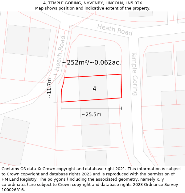 4, TEMPLE GORING, NAVENBY, LINCOLN, LN5 0TX: Plot and title map