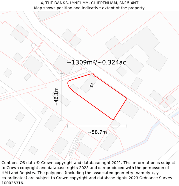 4, THE BANKS, LYNEHAM, CHIPPENHAM, SN15 4NT: Plot and title map