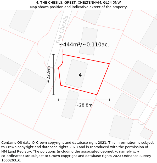 4, THE CHESILS, GREET, CHELTENHAM, GL54 5NW: Plot and title map
