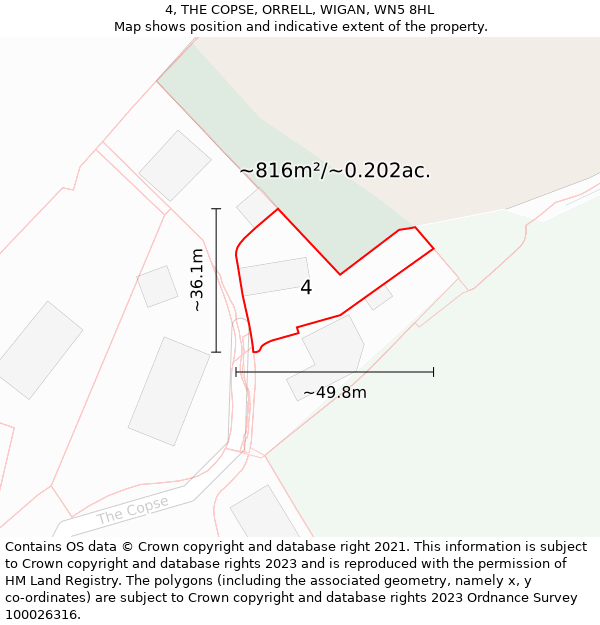 4, THE COPSE, ORRELL, WIGAN, WN5 8HL: Plot and title map