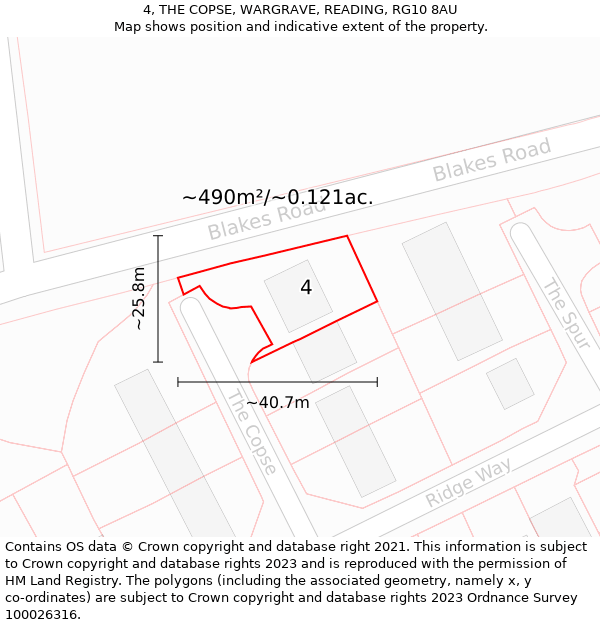 4, THE COPSE, WARGRAVE, READING, RG10 8AU: Plot and title map