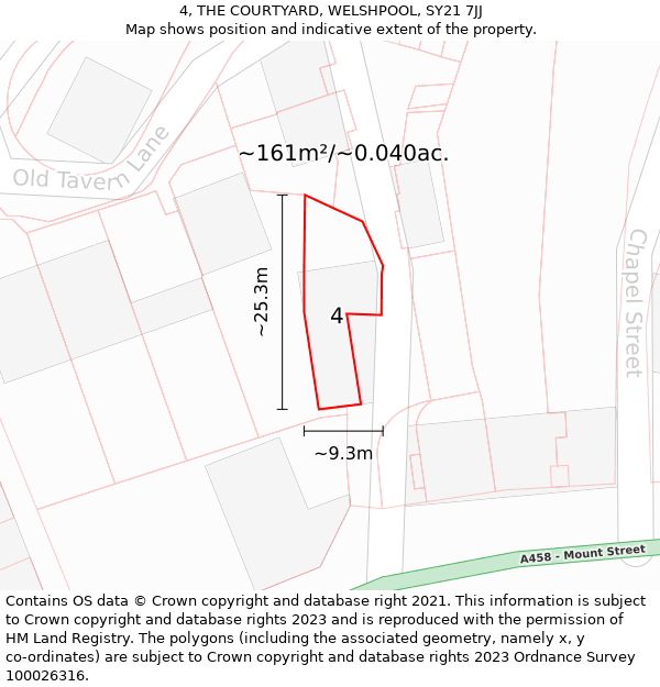 4, THE COURTYARD, WELSHPOOL, SY21 7JJ: Plot and title map