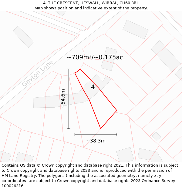 4, THE CRESCENT, HESWALL, WIRRAL, CH60 3RL: Plot and title map