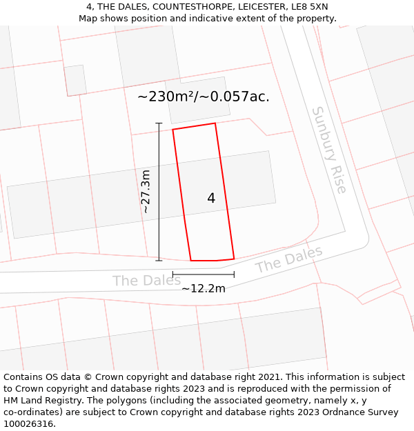 4, THE DALES, COUNTESTHORPE, LEICESTER, LE8 5XN: Plot and title map