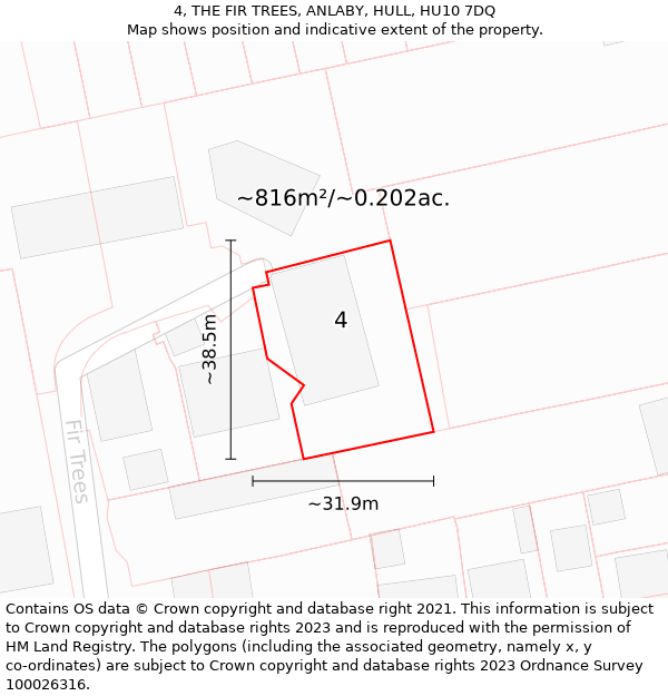 4, THE FIR TREES, ANLABY, HULL, HU10 7DQ: Plot and title map