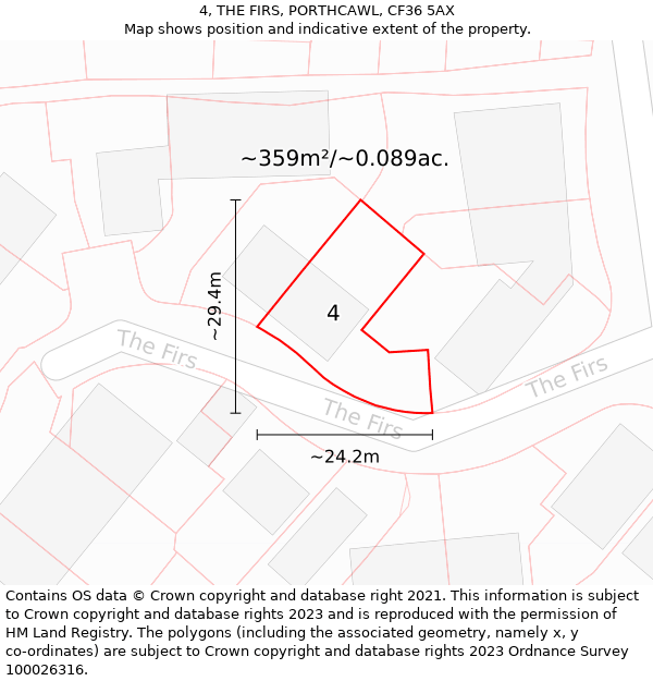 4, THE FIRS, PORTHCAWL, CF36 5AX: Plot and title map