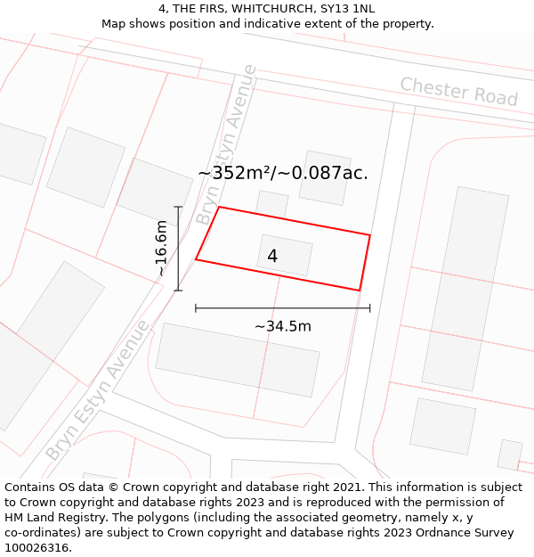 4, THE FIRS, WHITCHURCH, SY13 1NL: Plot and title map