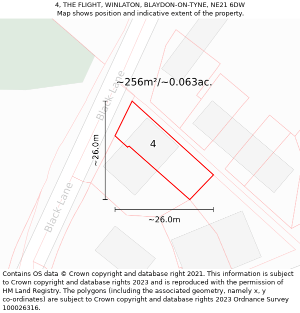 4, THE FLIGHT, WINLATON, BLAYDON-ON-TYNE, NE21 6DW: Plot and title map