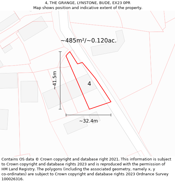 4, THE GRANGE, LYNSTONE, BUDE, EX23 0PR: Plot and title map