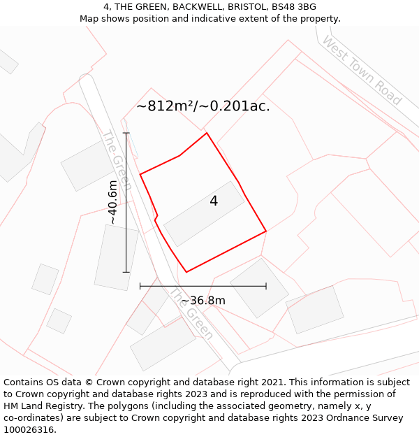 4, THE GREEN, BACKWELL, BRISTOL, BS48 3BG: Plot and title map