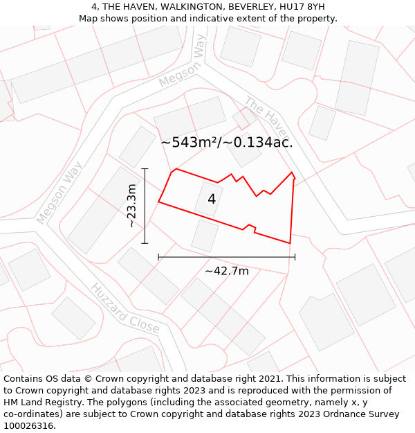 4, THE HAVEN, WALKINGTON, BEVERLEY, HU17 8YH: Plot and title map