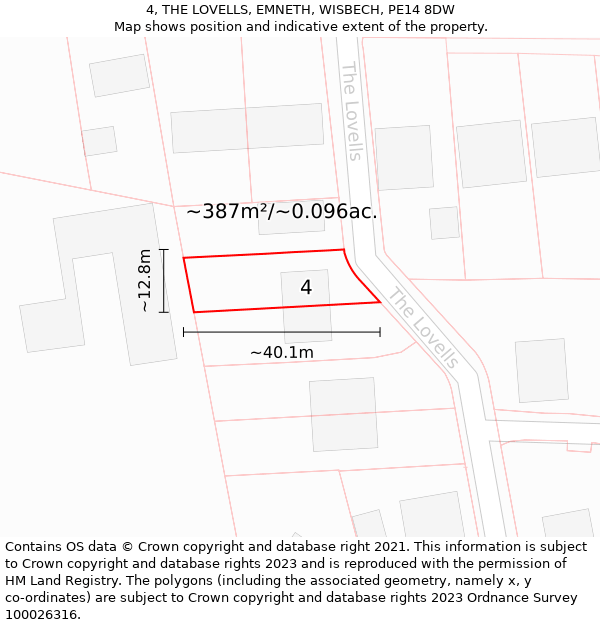 4, THE LOVELLS, EMNETH, WISBECH, PE14 8DW: Plot and title map