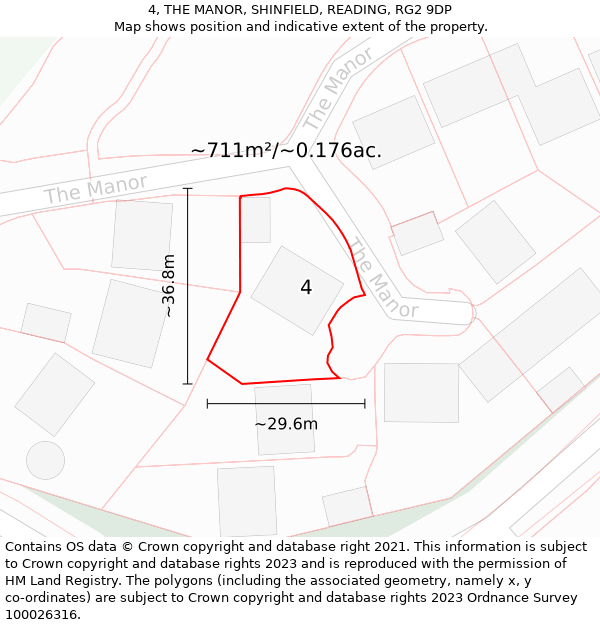 4, THE MANOR, SHINFIELD, READING, RG2 9DP: Plot and title map
