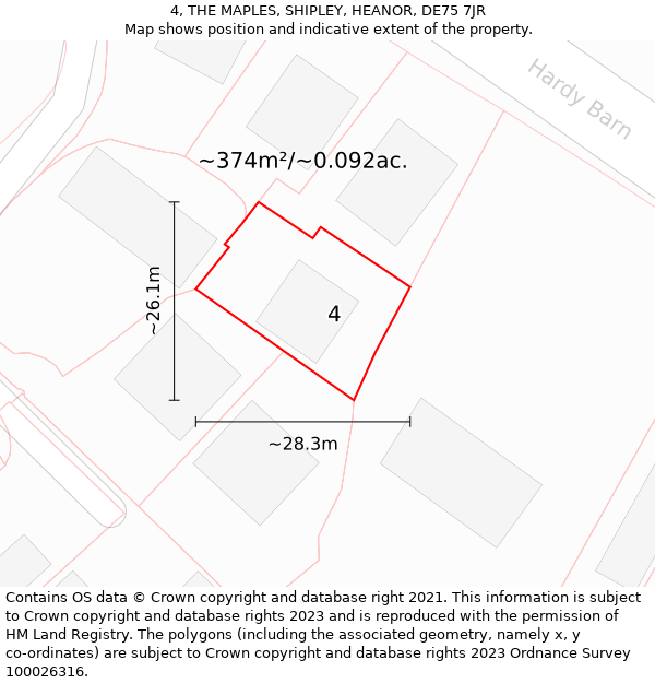 4, THE MAPLES, SHIPLEY, HEANOR, DE75 7JR: Plot and title map