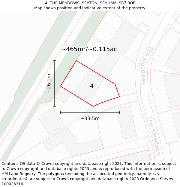 4, THE MEADOWS, SEATON, SEAHAM, SR7 0QB: Plot and title map