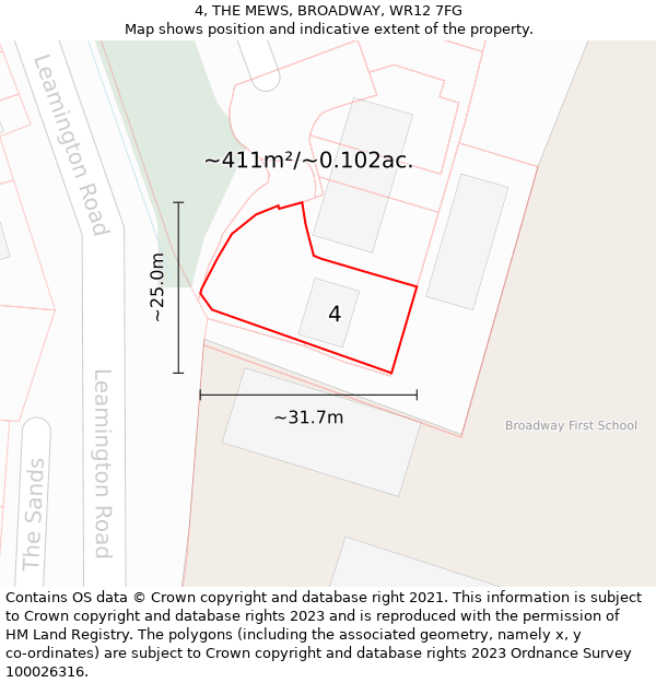 4, THE MEWS, BROADWAY, WR12 7FG: Plot and title map