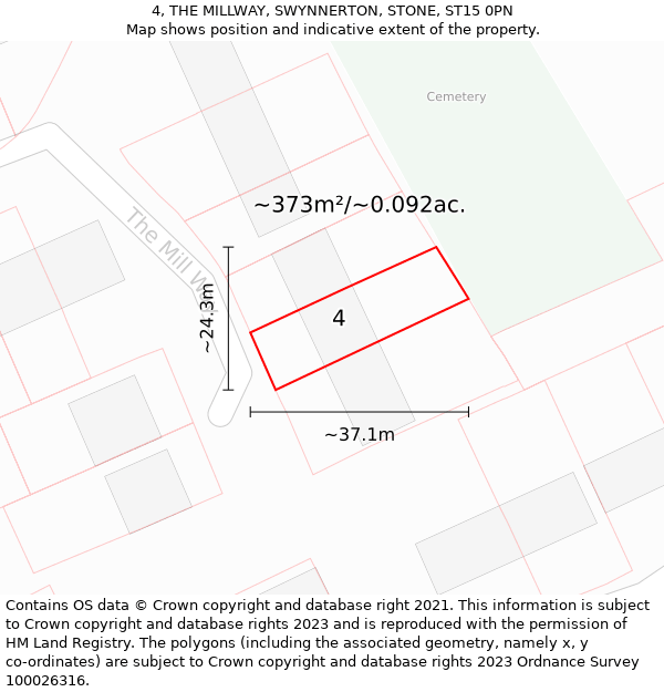 4, THE MILLWAY, SWYNNERTON, STONE, ST15 0PN: Plot and title map