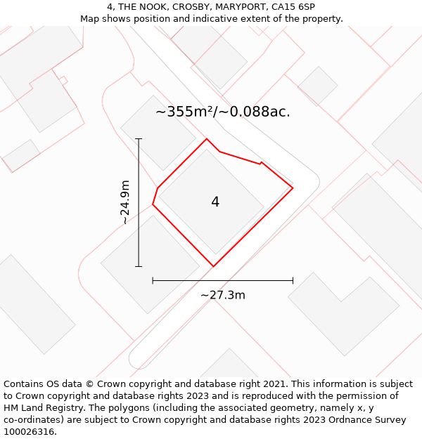 4, THE NOOK, CROSBY, MARYPORT, CA15 6SP: Plot and title map