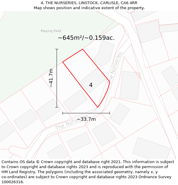 4, THE NURSERIES, LINSTOCK, CARLISLE, CA6 4RR: Plot and title map