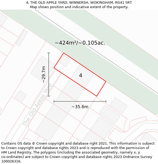 4, THE OLD APPLE YARD, WINNERSH, WOKINGHAM, RG41 5RT: Plot and title map