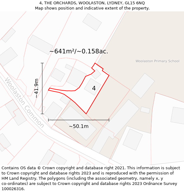 4, THE ORCHARDS, WOOLASTON, LYDNEY, GL15 6NQ: Plot and title map