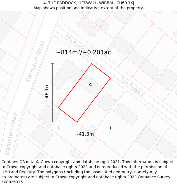 4, THE PADDOCK, HESWALL, WIRRAL, CH60 1XJ: Plot and title map