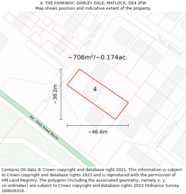 4, THE PARKWAY, DARLEY DALE, MATLOCK, DE4 2FW: Plot and title map