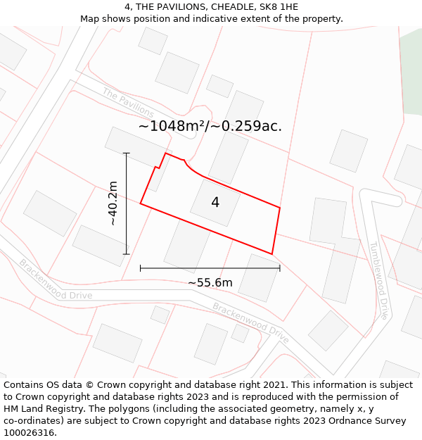 4, THE PAVILIONS, CHEADLE, SK8 1HE: Plot and title map