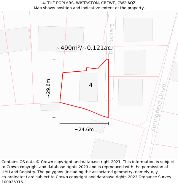 4, THE POPLARS, WISTASTON, CREWE, CW2 6QZ: Plot and title map