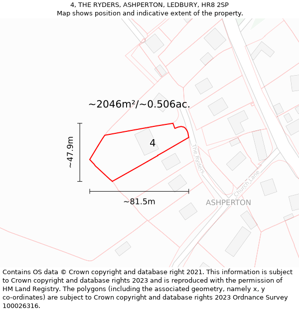 4, THE RYDERS, ASHPERTON, LEDBURY, HR8 2SP: Plot and title map